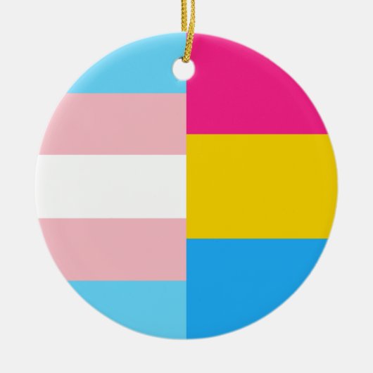 Transgender Pansexual Dual Pride Flag Kerstmis Keramisch Ornament (Voorkant)