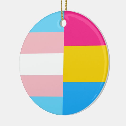 Transgender Pansexual Dual Pride Flag Kerstmis Keramisch Ornament (Links)