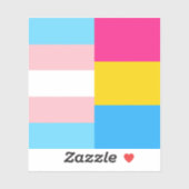 Transgender Pansexual Dual Pride Flag Laptop Sticker (Vel)