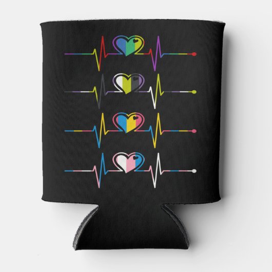 Transgender Pansexual Non Binary Flag Heartbeat Blikjeskoeler (Voorkant)