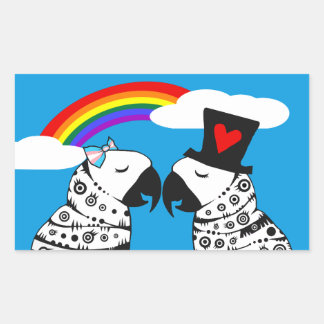 Transgender Parrot Girl met Boyvriend Rechthoekige Sticker
