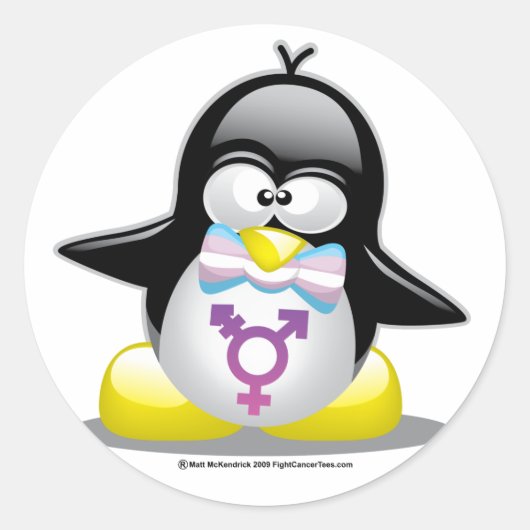 Transgender Penguin Ronde Sticker (Voorkant)