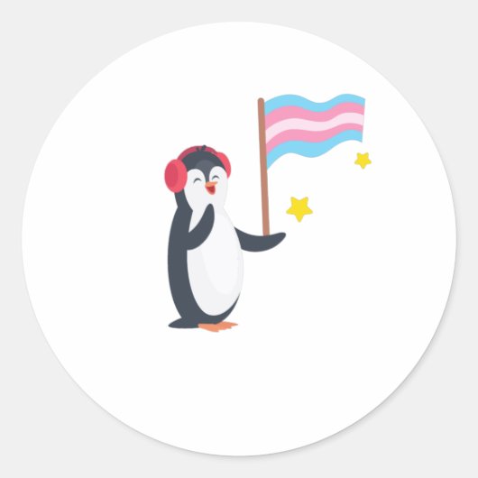 Transgender Penguin Transsexual LGBT Ronde Sticker (Voorkant)