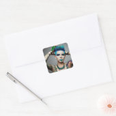 Transgender Persoon met Blue Mohawk Vierkante Sticker (Envelop)