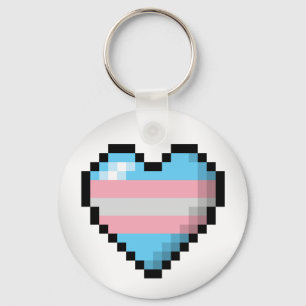 Transgender Pixel Heart Sleutelhanger