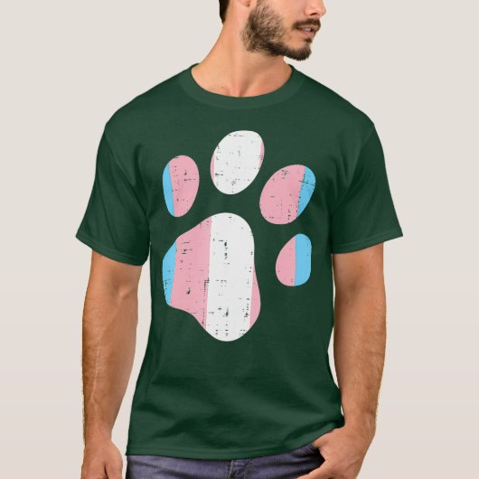 Transgender Poot Print Trans Pride Flag Hond Kat T-shirt (Voorkant)