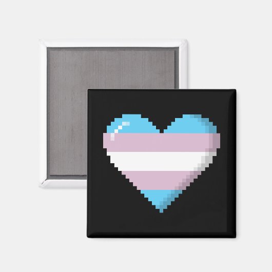 Transgender Pride 8-bit Pixel Heart Magneet (Voorkant / Achterkant)