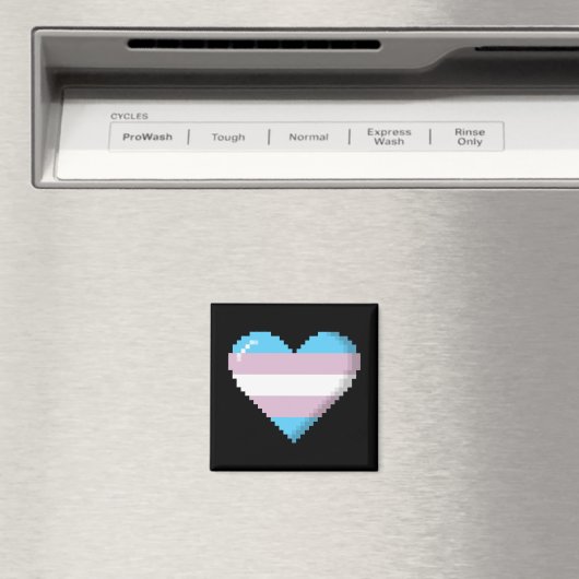 Transgender Pride 8-bit Pixel Heart Magneet (Insitu (Vaatwasser))