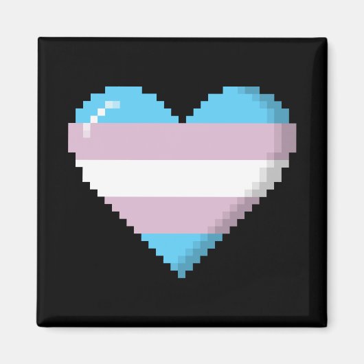 Transgender Pride 8-bit Pixel Heart Magneet (Voorkant)
