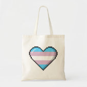 Transgender Pride 8-bits Pixel Heart Tote Bag (Voorkant)