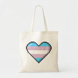Transgender Pride 8-bits Pixel Heart Tote Bag