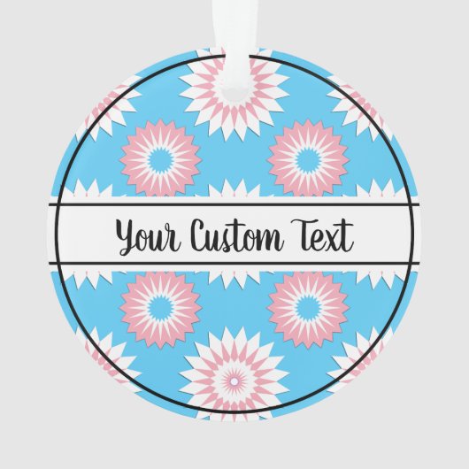 Transgender-pride blauw bloempatroon ornament (achterkant)