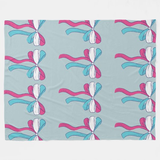 Transgender Pride Bows Fleece Deken (Voorkant (Horizontaal))
