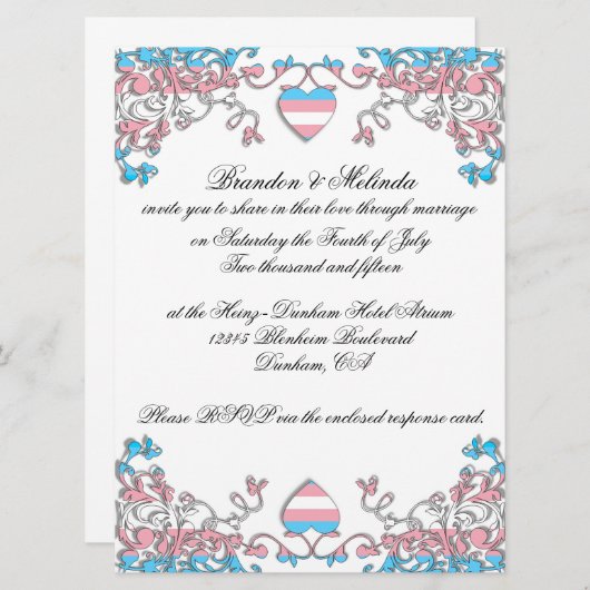 Transgender Pride bruiloft uitnodiging (Voorkant / Achterkant)