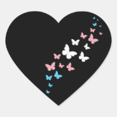 Transgender Pride Butterfly Trail Hart Sticker (Voorkant)