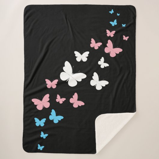 Transgender Pride Butterfly Trail Sherpa Deken (Voorkant)