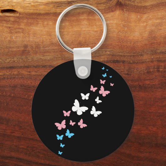 Transgender Pride Butterfly Trail Sleutelhanger (Achterkant)