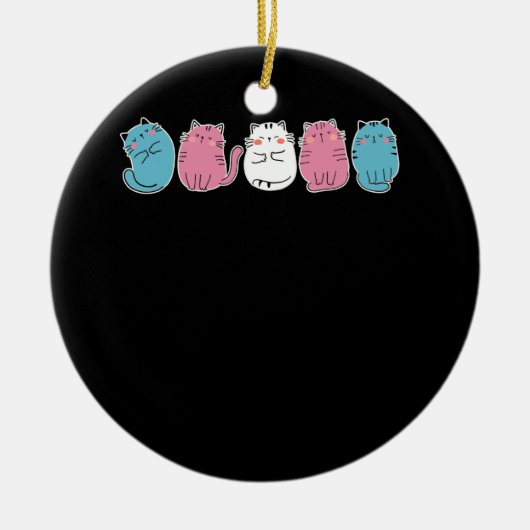 Transgender Pride Cat LGBT Community Trans Flag Cu Keramisch Ornament (Voorkant)