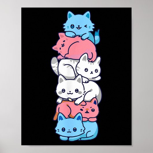 Transgender Pride Cat Lgbt Trans Flag Cute Cats Pi Poster (Voorkant)