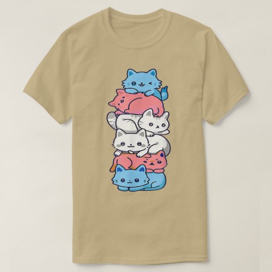 Transgender Pride Cat LGBT Trans Flag Cute Cats Pi T-shirt (Design voorkant)