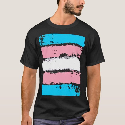 Transgender Pride Colors LGBTQ+ Verfstapes T-shirt (Voorkant)