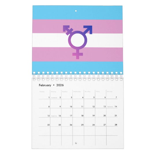 Transgender Pride en Symbool Kalender (Feb 2026)