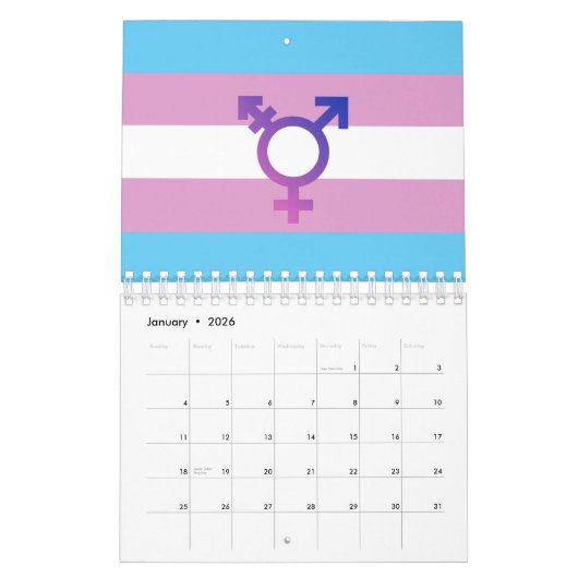 Transgender Pride en Symbool Kalender (Jan 2026)
