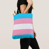 Transgender Pride Flag Blauw Roze Witte Strepen Tote Bag (Dichtbij)