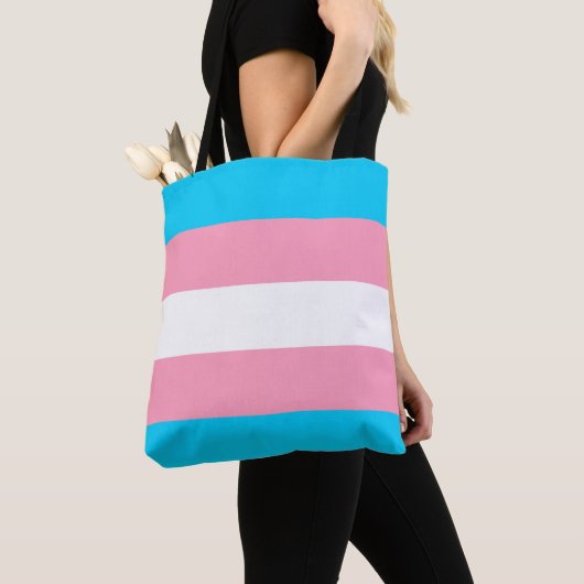 Transgender Pride Flag Blauw Roze Witte Strepen Tote Bag (Dichtbij)