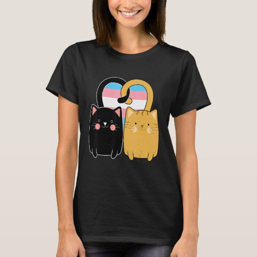 Transgender Pride Flag Cats Heart LGBT Trans T-shirt (Voorkant)