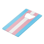 Transgender Pride Flag Creditkaart Flessenopener (Voorkant Gekanteld)