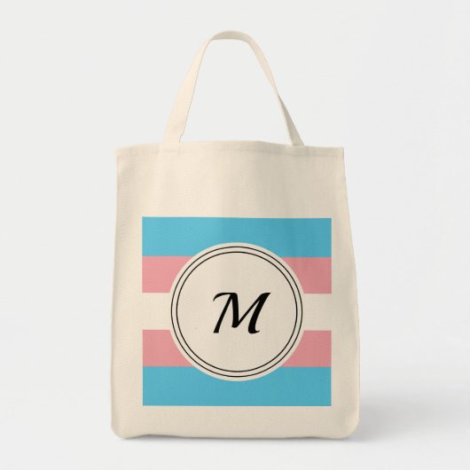 Transgender pride flag met een custom initiaal tote bag (Voorkant)