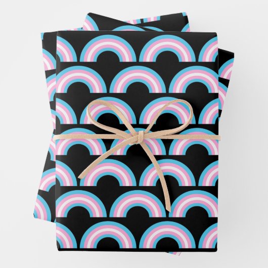 Transgender Pride Flag Rainbow Pattern Black Inpakpapier Vel (In situ)