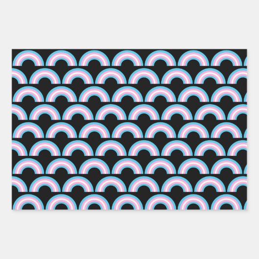 Transgender Pride Flag Rainbow Pattern Black Inpakpapier Vel (Voorkant)