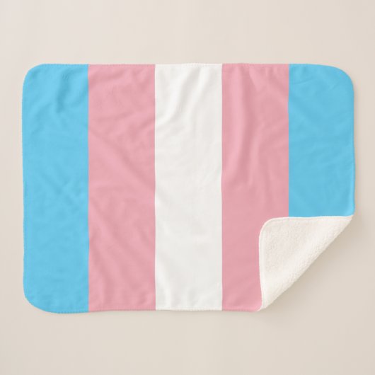 Transgender Pride Flag Sherpa Deken (Voorkant (horizontaal))