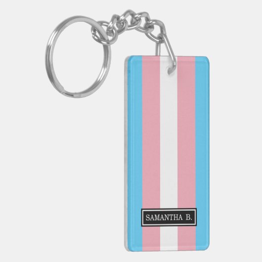 Transgender Pride Flag Sleutelhanger (Voorkant Links)
