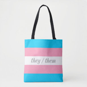 Transgender Pride Flag Stripe voornaamwoorden Tote Bag