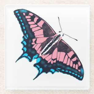 Transgender Pride Flag Swallowtail Butterfly Glazen Onderzetter