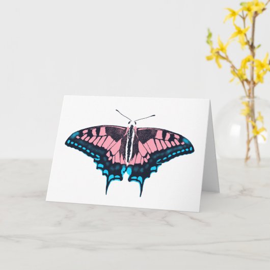 Transgender Pride Flag Swallowtail Butterfly Kaart (Gele Bloem)
