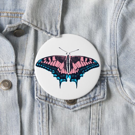Transgender Pride Flag Swallowtail Butterfly Ronde Button 4,0 Cm (In situ)