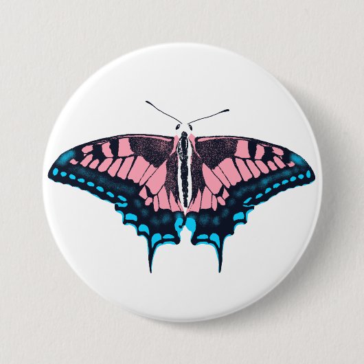 Transgender Pride Flag Swallowtail Butterfly Ronde Button 7,6 Cm (Voorkant)