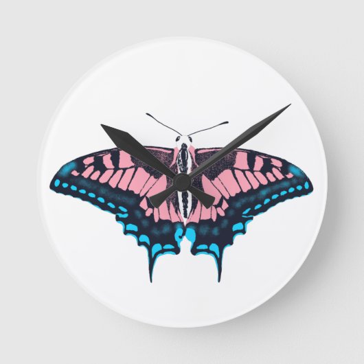 Transgender Pride Flag Swallowtail Butterfly Ronde Klok (Voorkant)