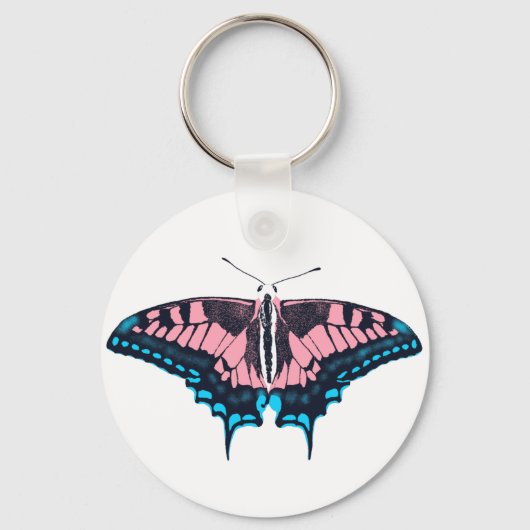 Transgender Pride Flag Swallowtail Butterfly Sleutelhanger (Voorkant)