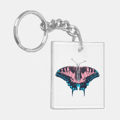 Transgender Pride Flag Swallowtail Butterfly Sleutelhanger (Voorkant Links)