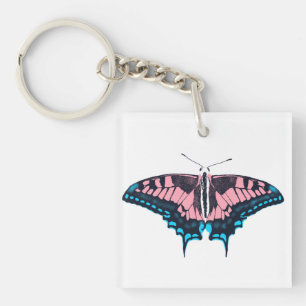 Transgender Pride Flag Swallowtail Butterfly Sleutelhanger