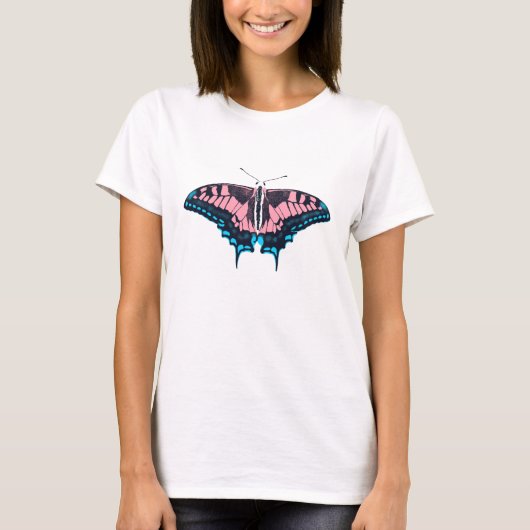Transgender Pride Flag Swallowtail Butterfly T-shirt (Voorkant)