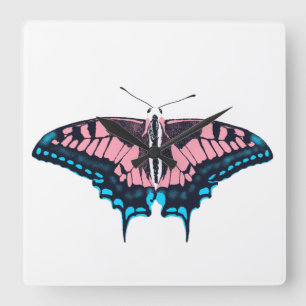 Transgender Pride Flag Swallowtail Butterfly Vierkante Klok