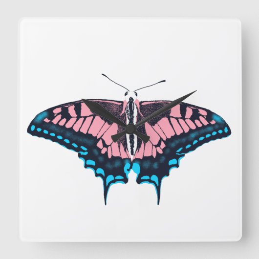 Transgender Pride Flag Swallowtail Butterfly Vierkante Klok (Voorkant)