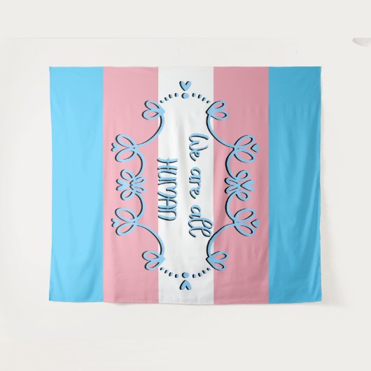 Transgender Pride Flag We Are All Human Tapestry Wandkleed (Voorkant (horizontaal))
