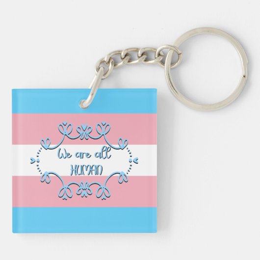 Transgender Pride Flag We zijn allemaal menselijk Sleutelhanger (Achterkant)
